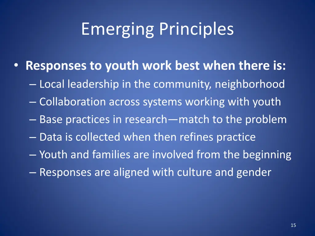 emerging principles