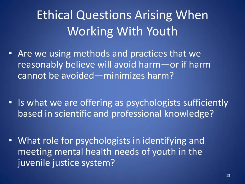 ethical questions arising when working with youth 1