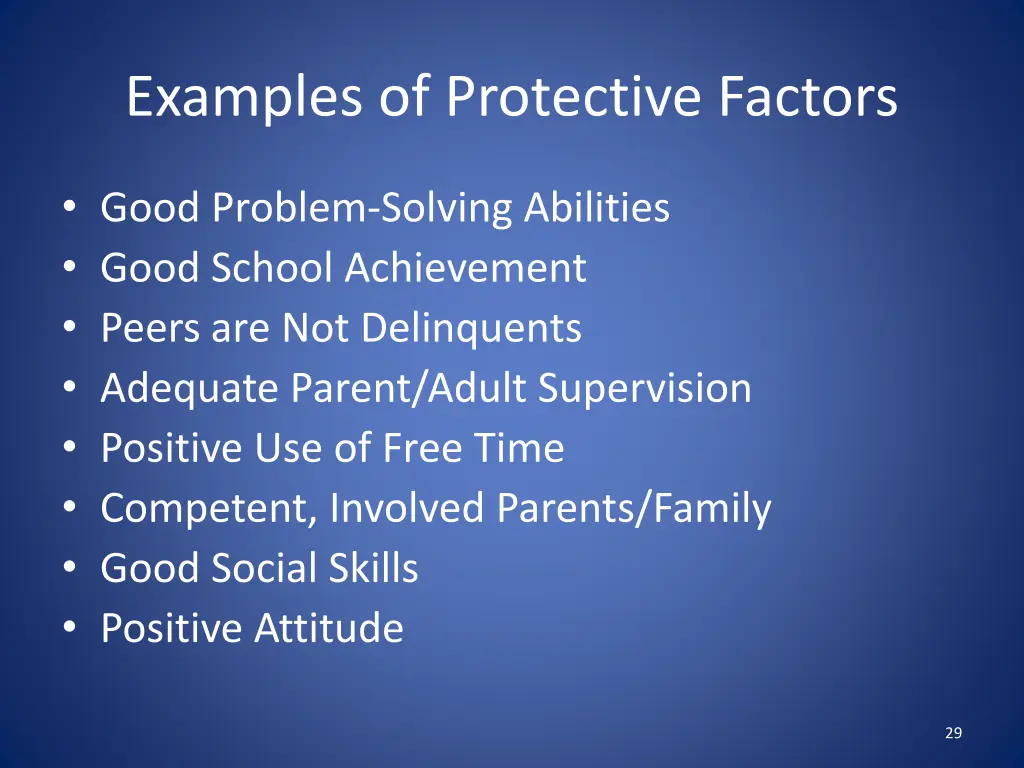 examples of protective factors