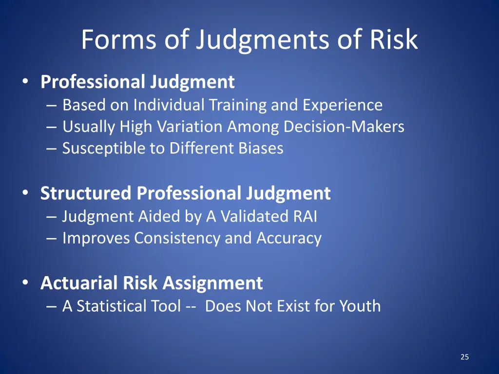 forms of judgments of risk