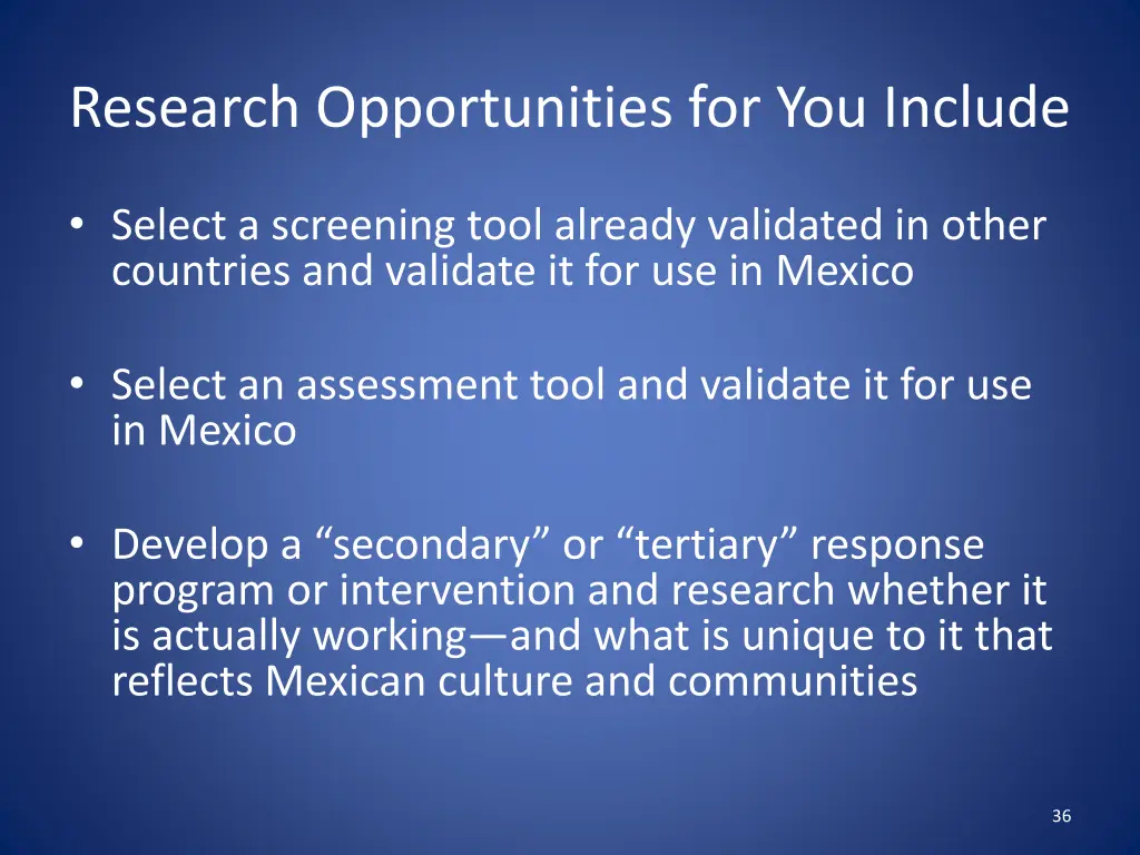 research opportunities for you include