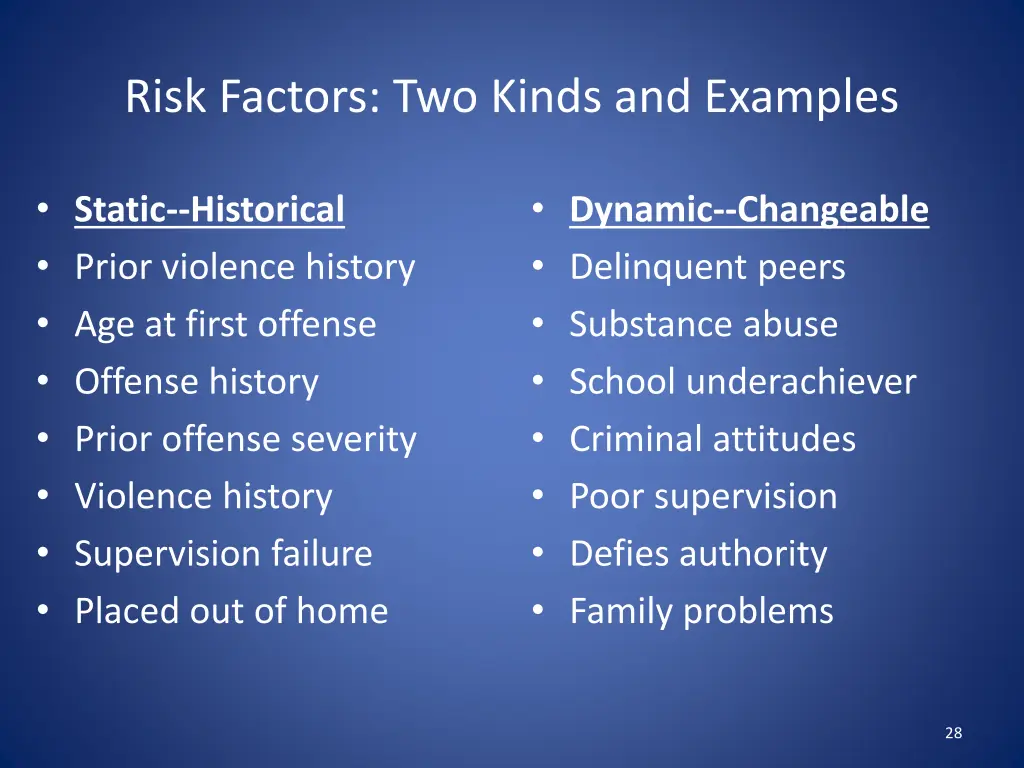 risk factors two kinds and examples