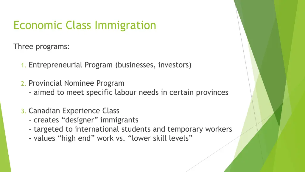 economic class immigration