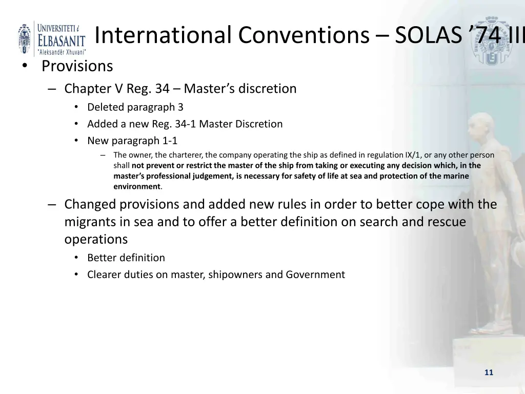 international conventions solas 74 iii provisions 1