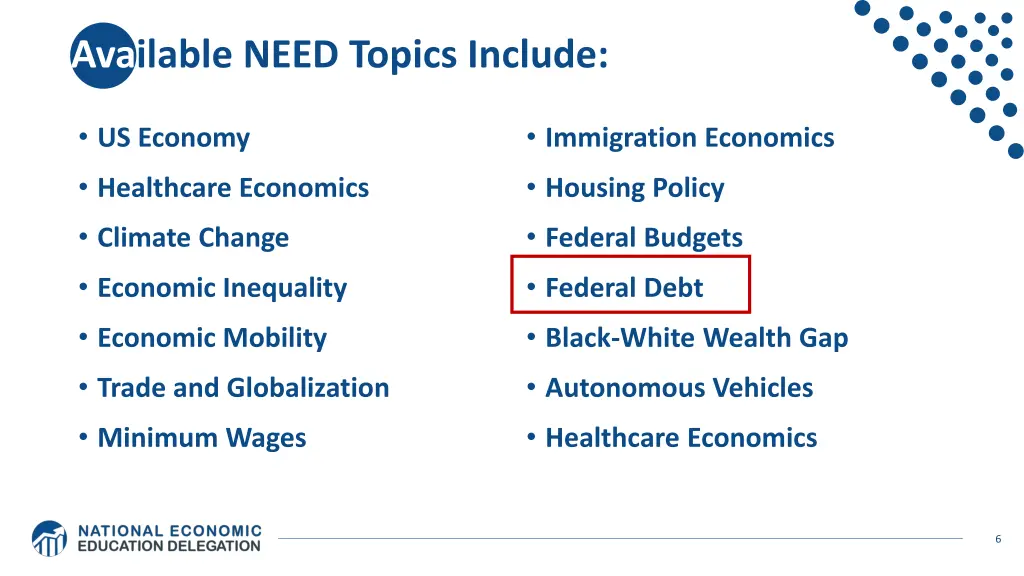 available need topics include