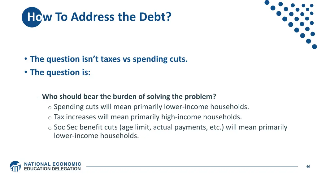 how to address the debt