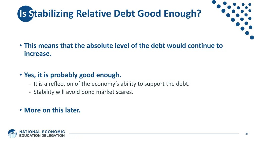 is stabilizing relative debt good enough