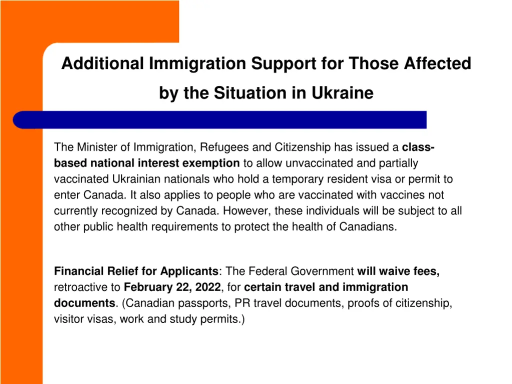 additional immigration support for those affected 1