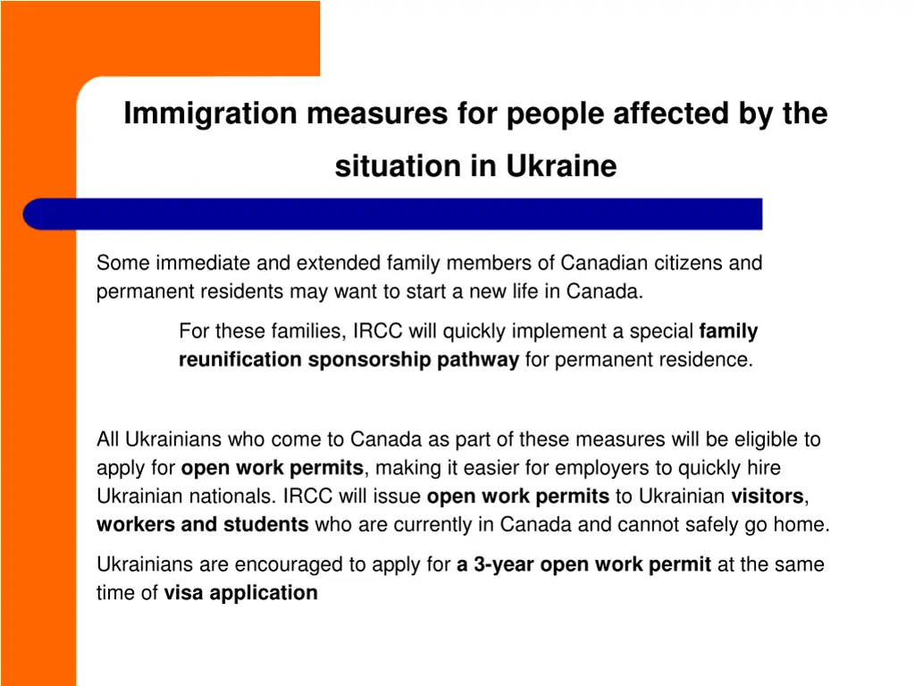 immigration measures for people affected by the 1