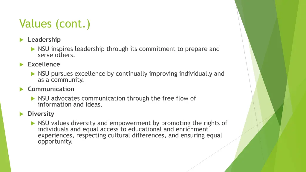 values cont