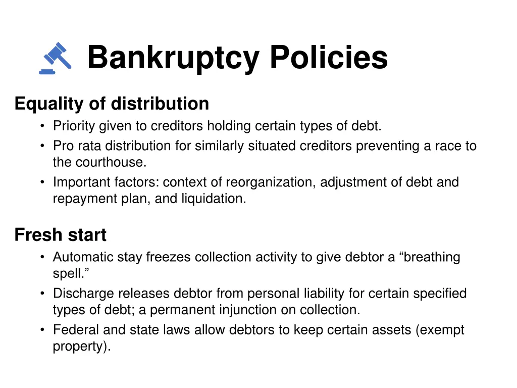 bankruptcy policies