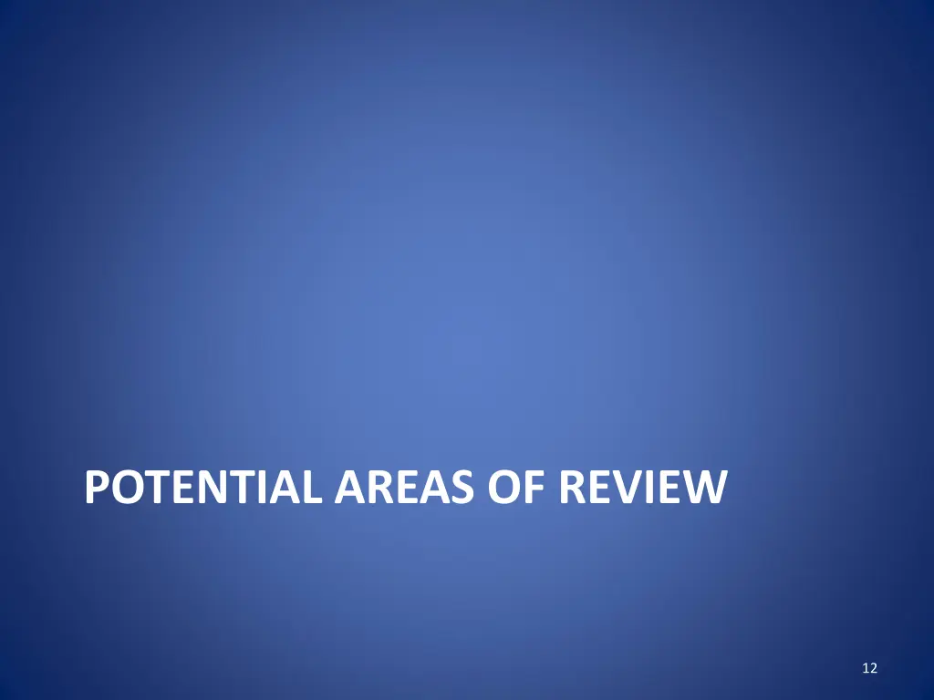 potential areas of review