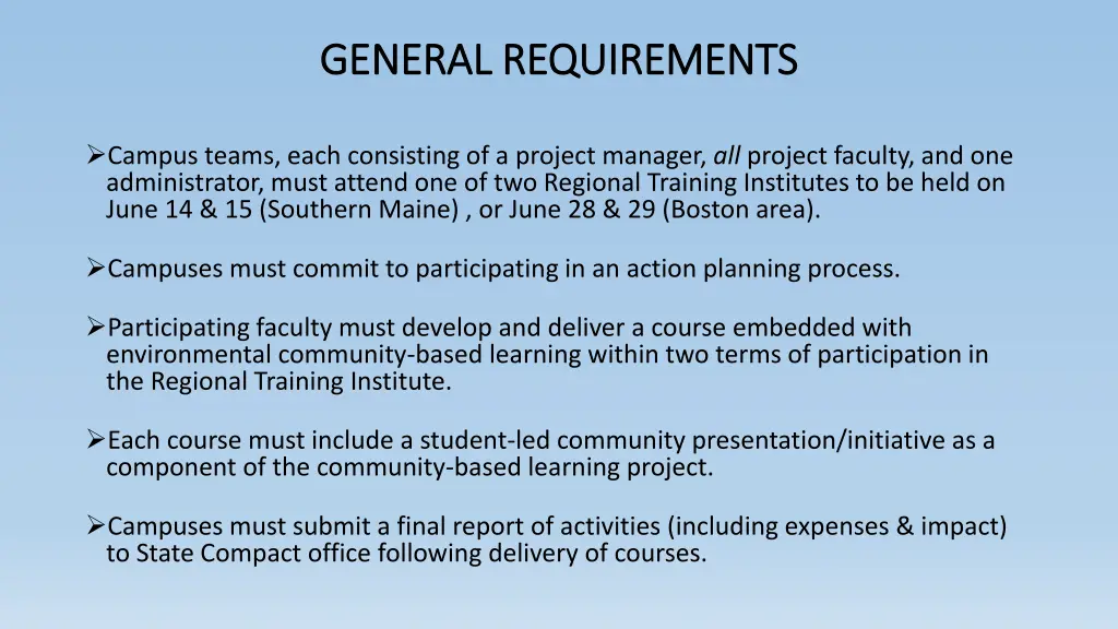general requirements general requirements