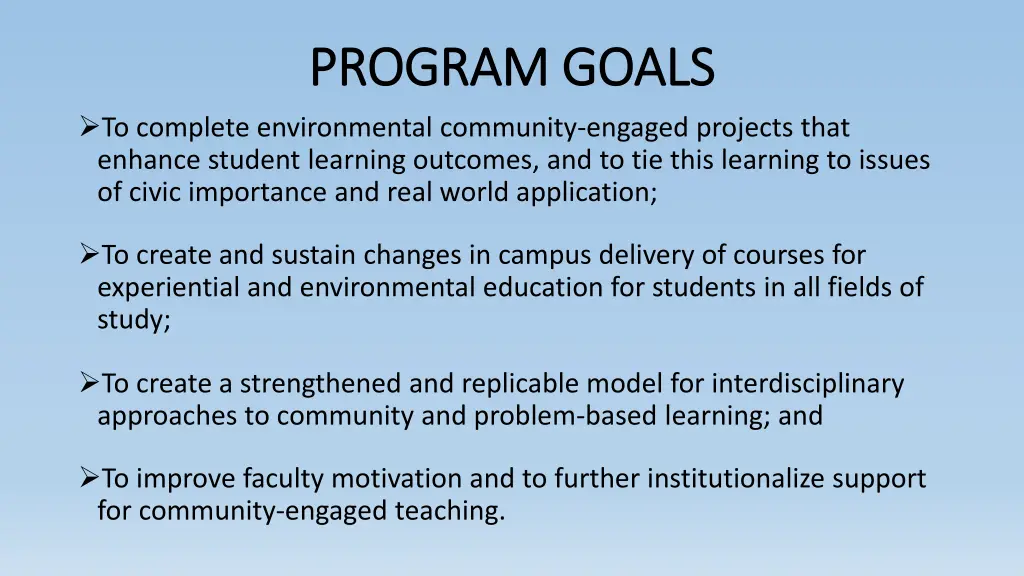program goals program goals
