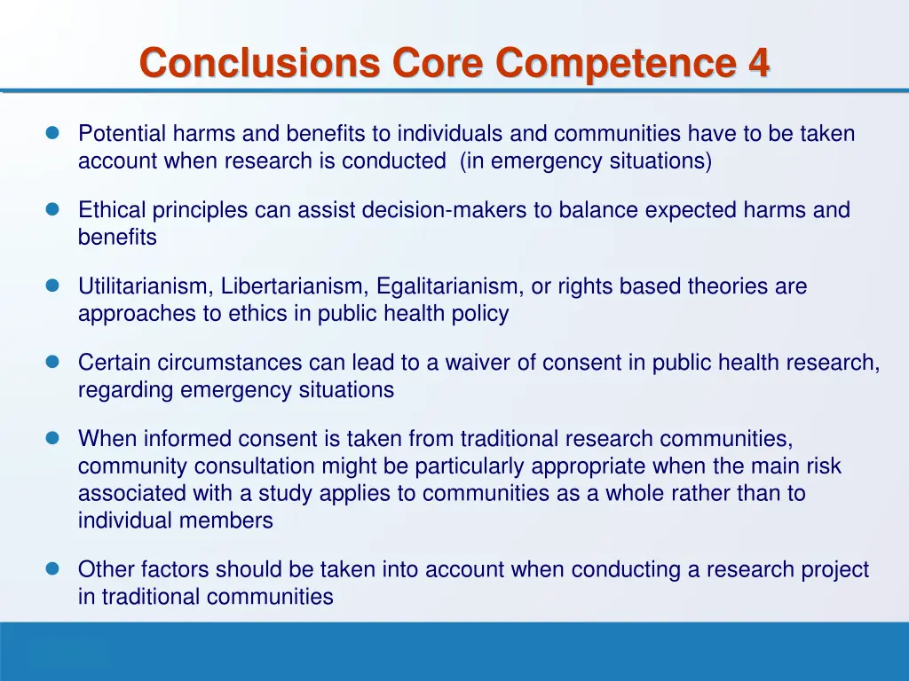conclusions core competence 4