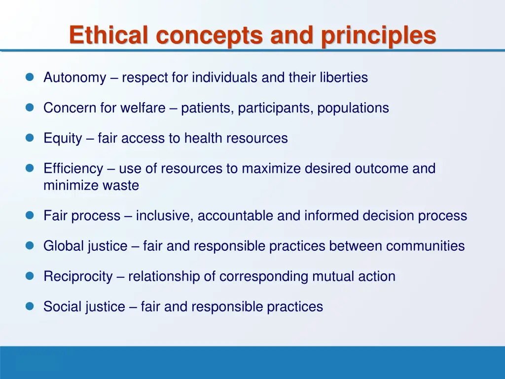 ethical concepts and principles