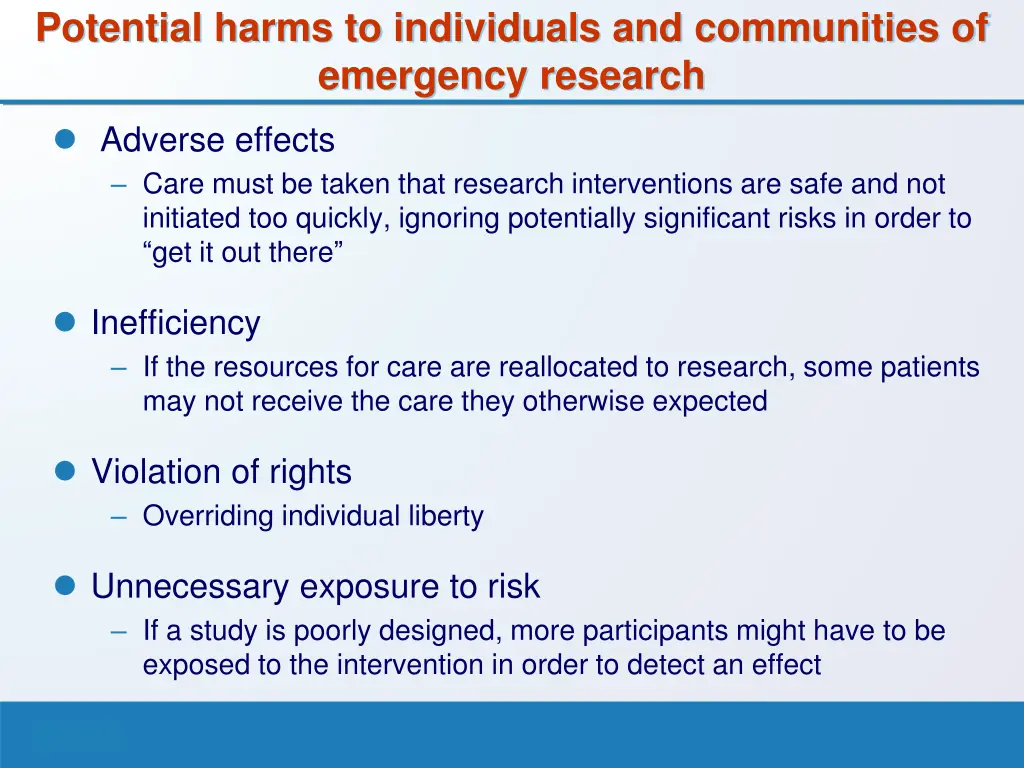 potential harms to individuals and communities