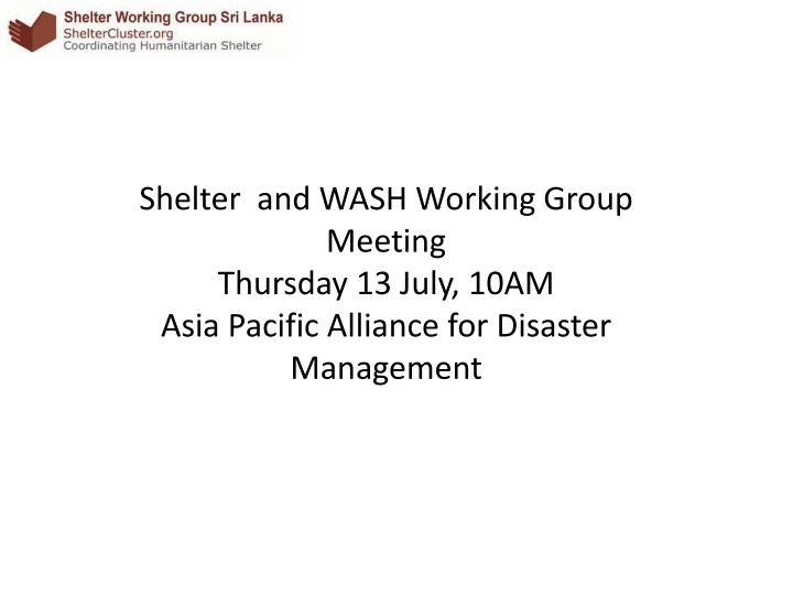 shelter and wash working group meeting thursday