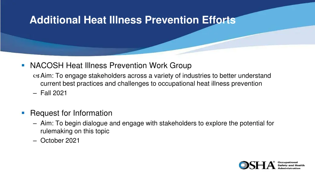 additional heat illness prevention efforts