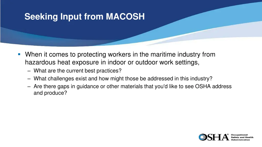 seeking input from macosh