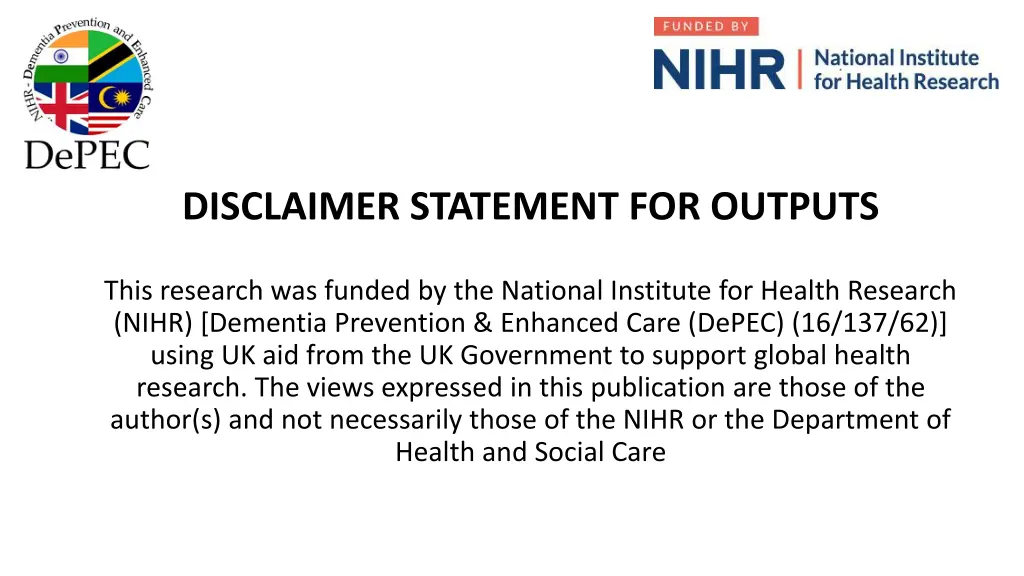 disclaimer statement for outputs
