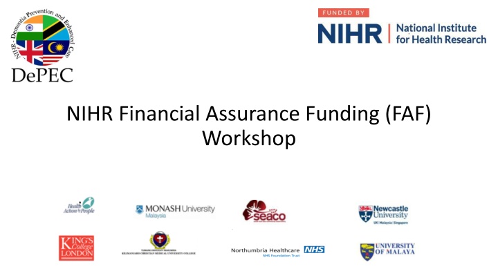 nihr financial assurance funding faf workshop