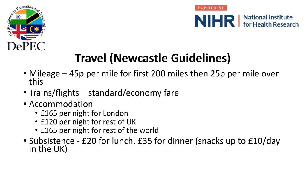 travel newcastle guidelines mileage 45p per mile