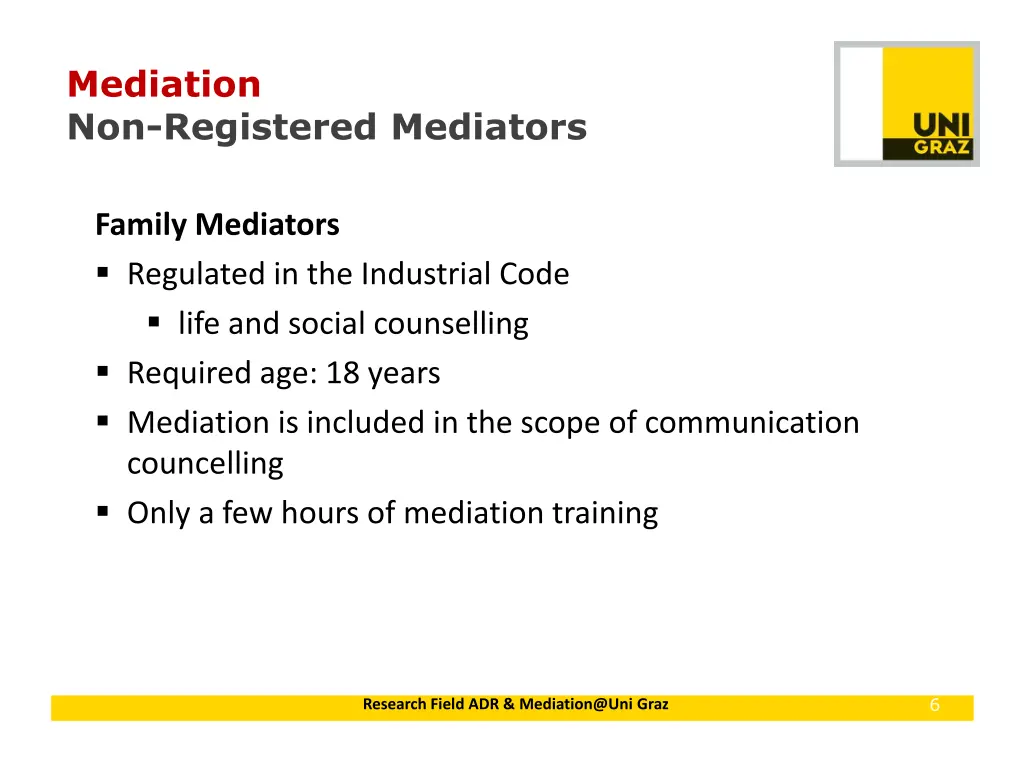 mediation non registered mediators