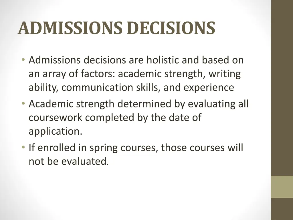 admissions decisions