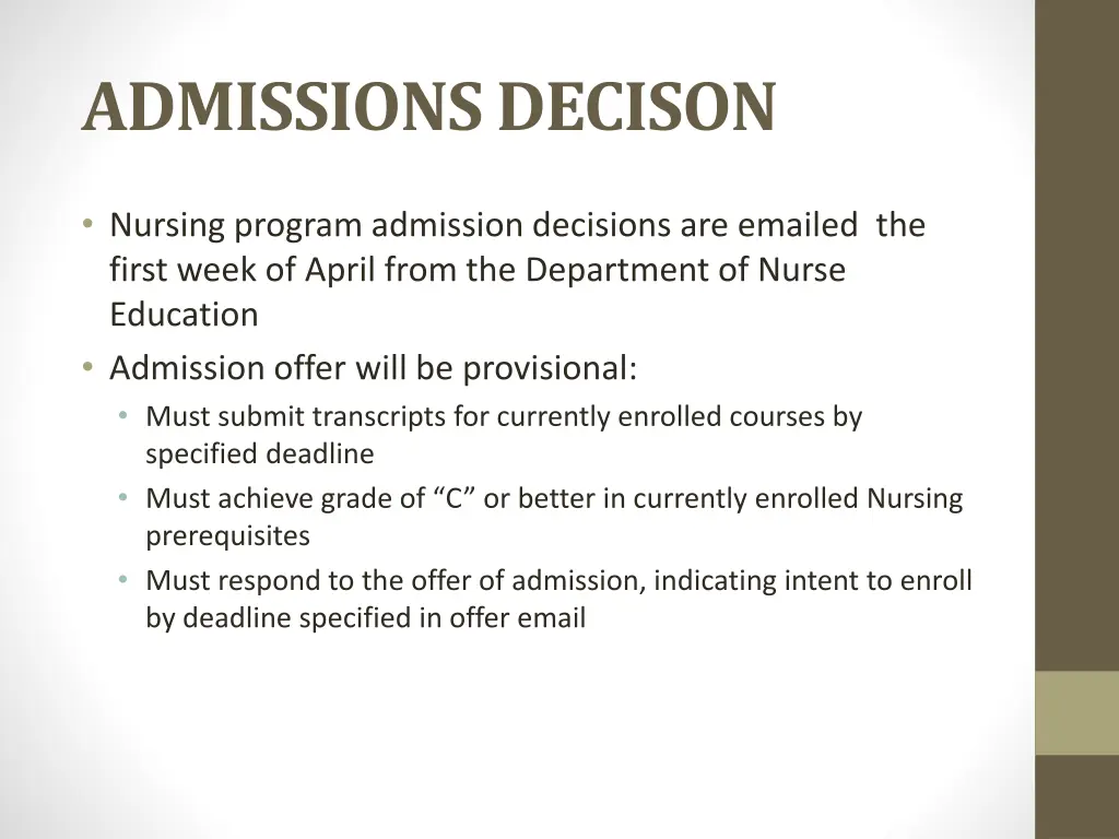 admissions decison