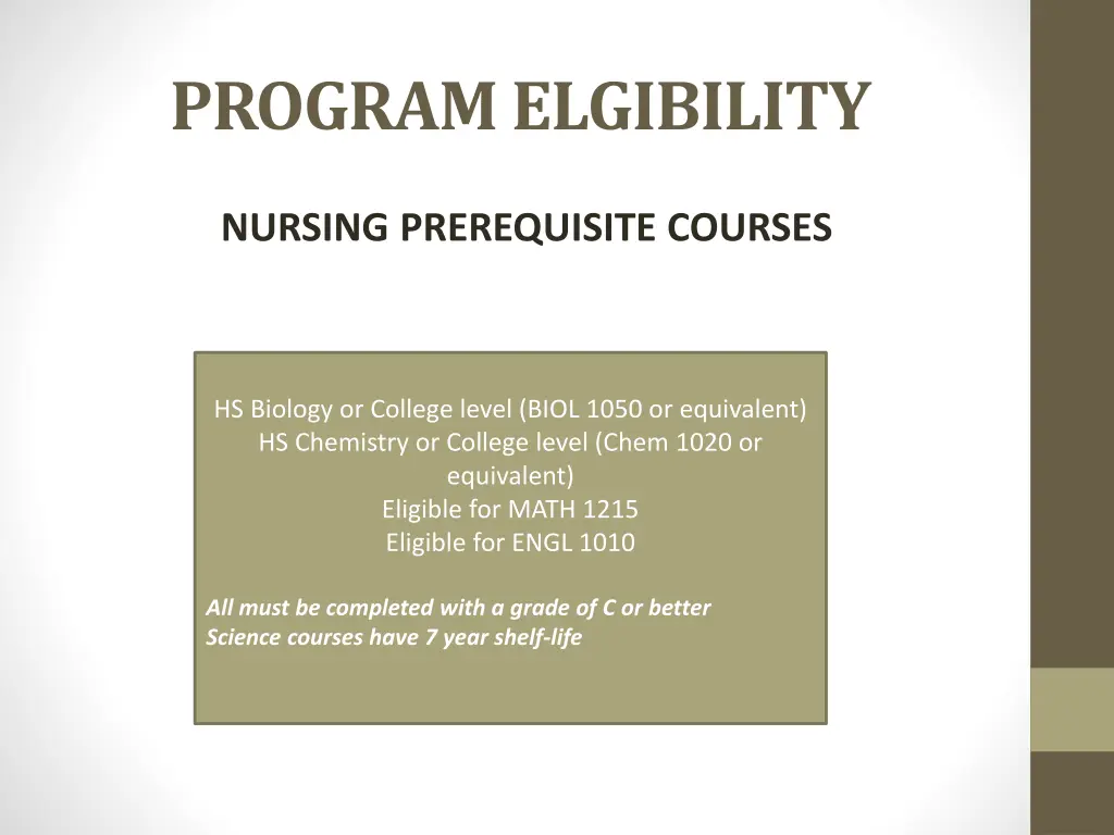program elgibility