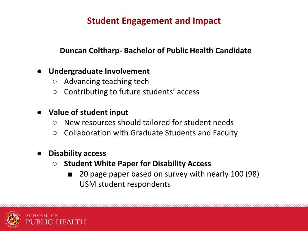 student engagement and impact