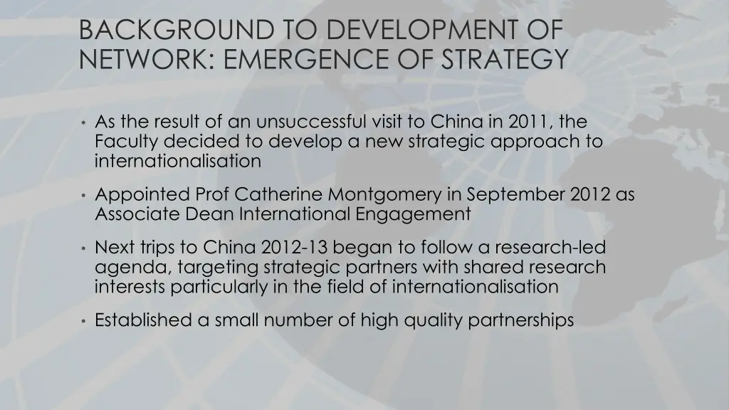 background to development of network emergence