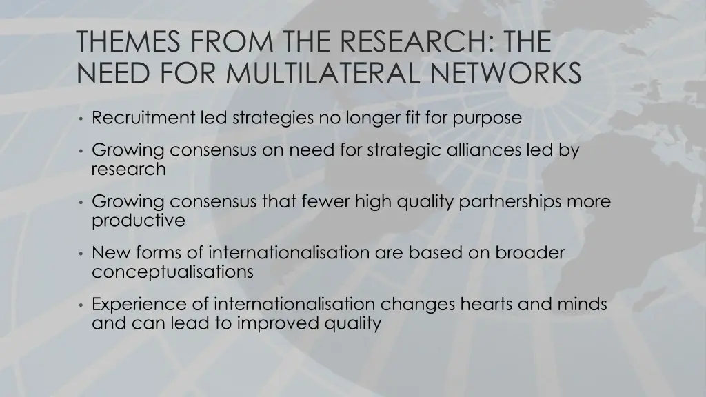 themes from the research the need