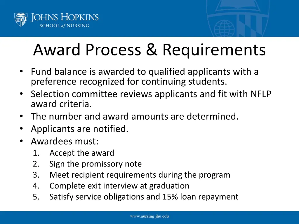 award process requirements