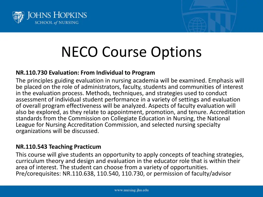 neco course options 1