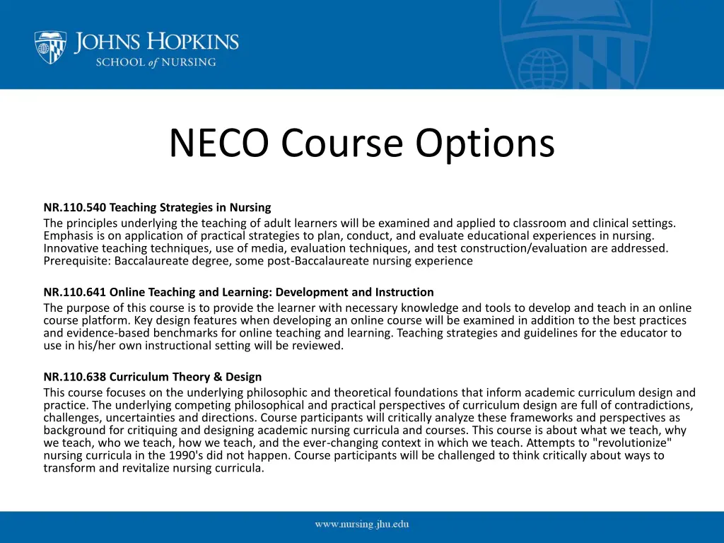 neco course options