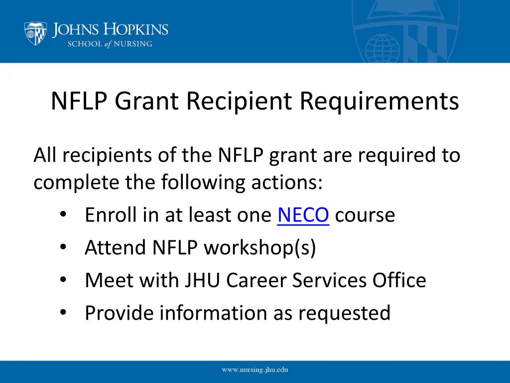 nflp grant recipient requirements