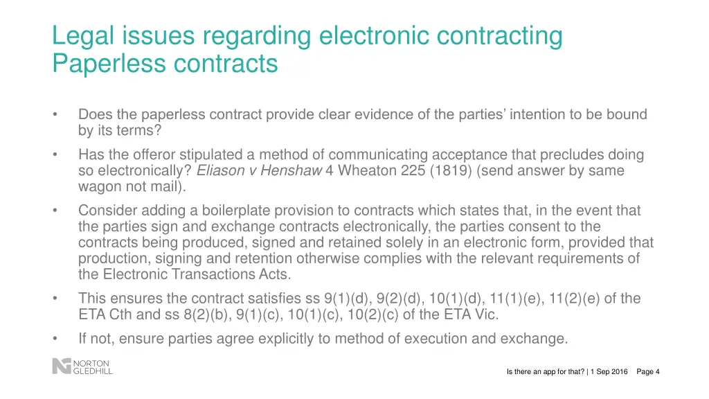 legal issues regarding electronic contracting