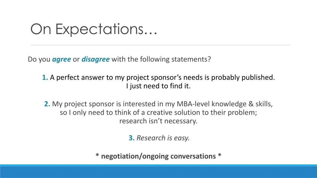 on expectations