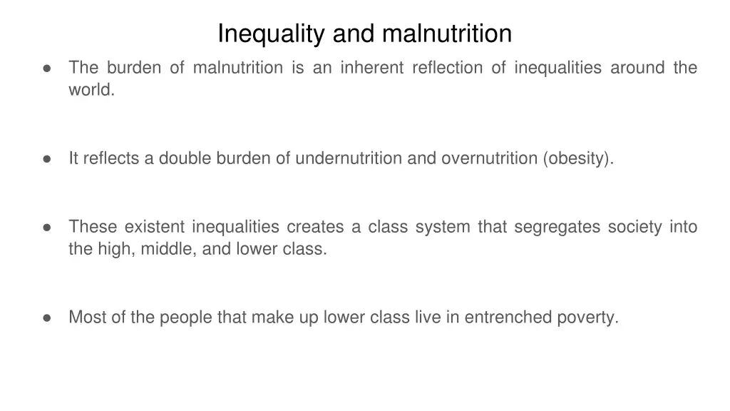 inequality and malnutrition