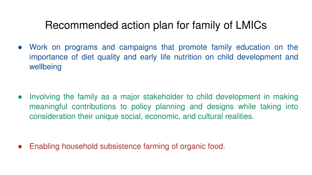 recommended action plan for family of lmics