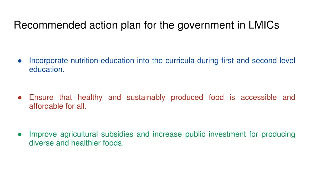 recommended action plan for the government