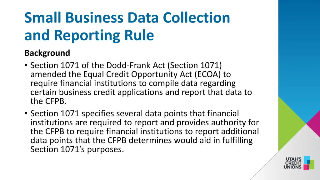small business data collection and reporting rule 1