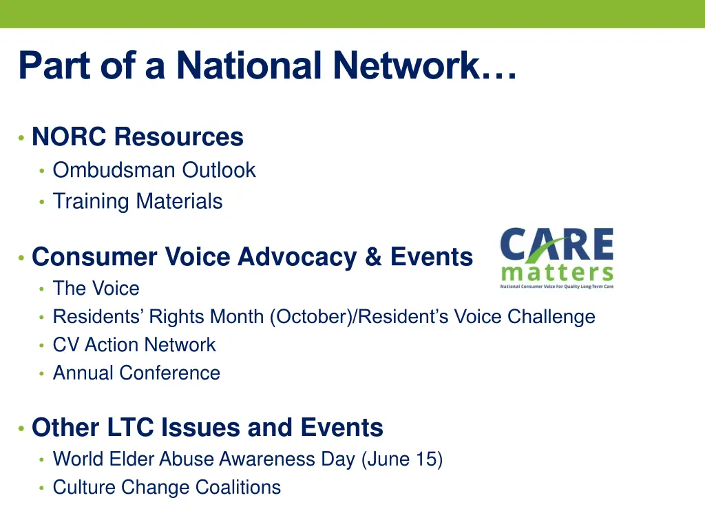 part of a national network