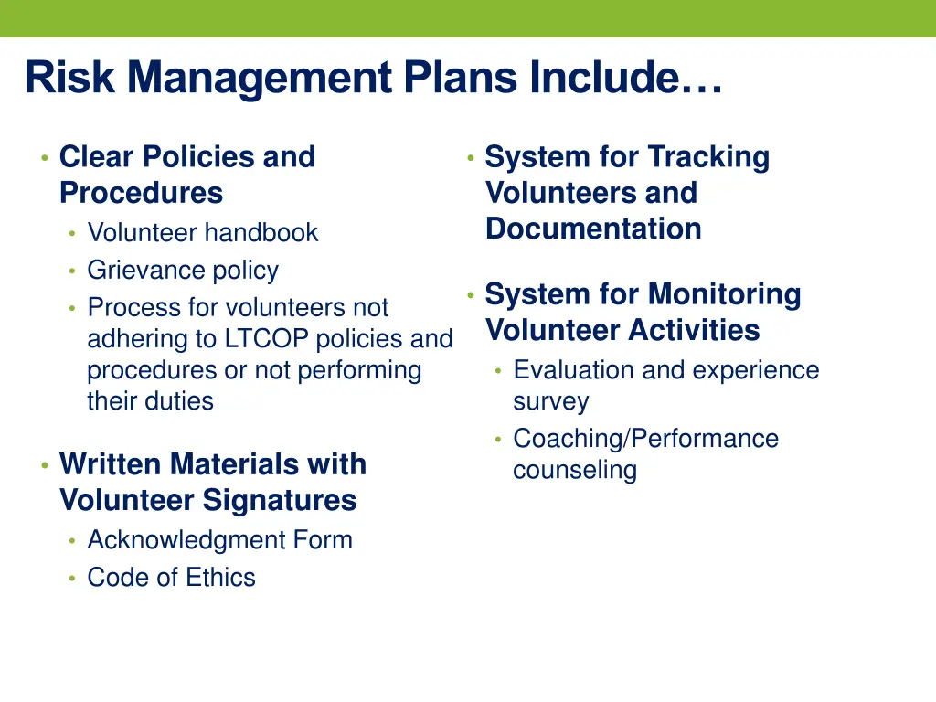 risk management plans include