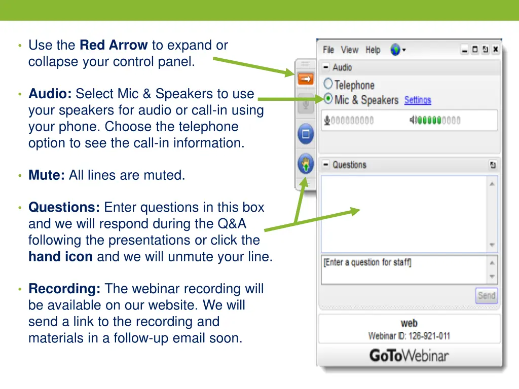 use the red arrow to expand or collapse your