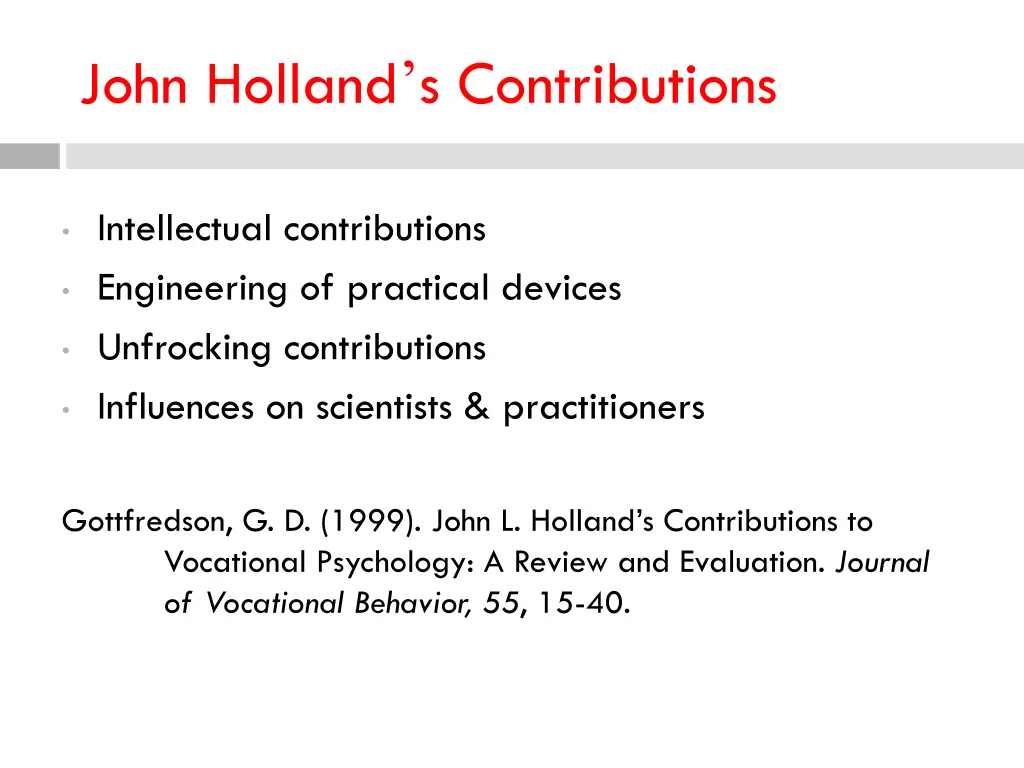 john holland s contributions