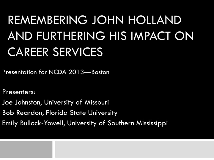 remembering john holland and furthering