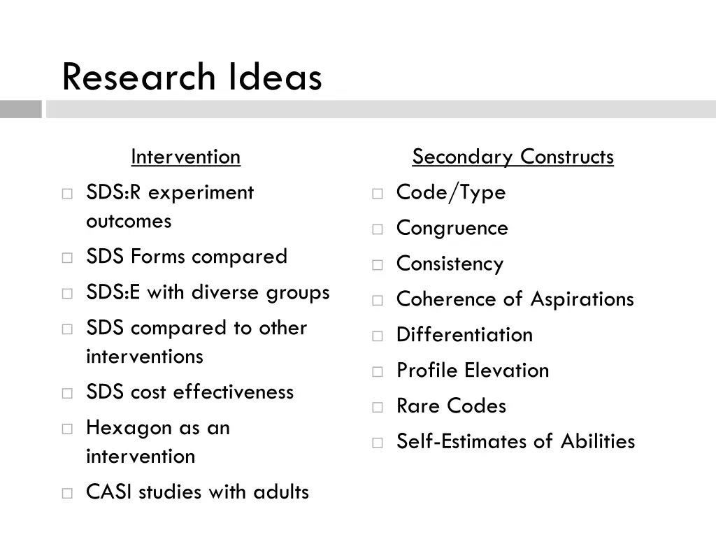 research ideas